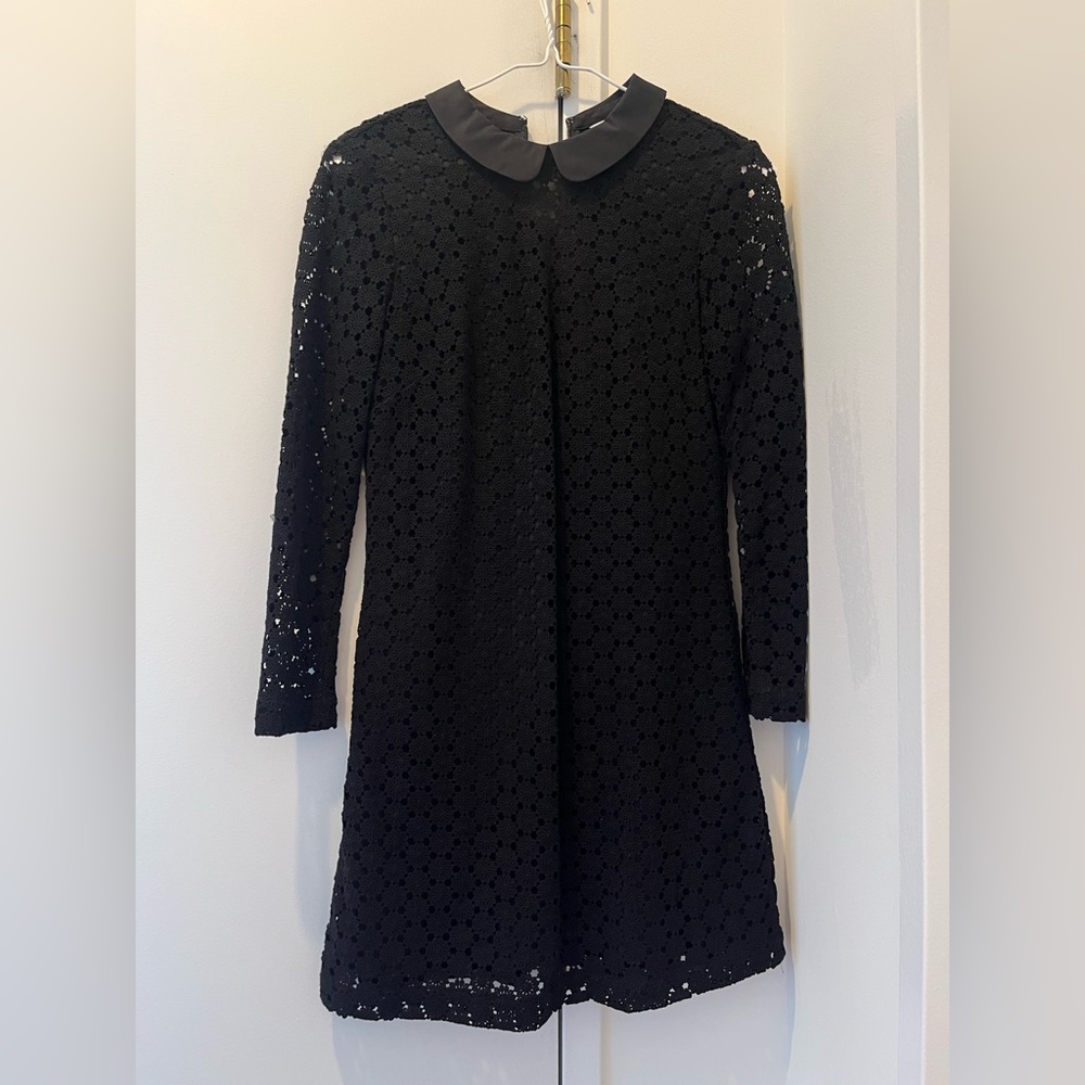 Black floral embroidered lace dress